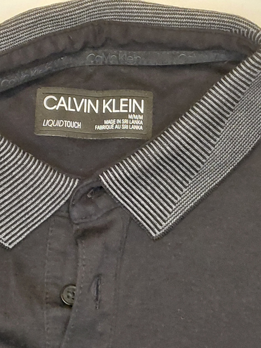 Calvin Klein Liquid Touch Polo Solid Black Men's Size Medium Minimalist